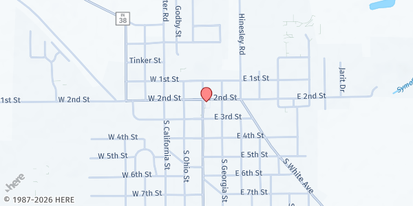 Map showing Adams Township Trustee Office at 201 South Main Street, Sheridan, IN