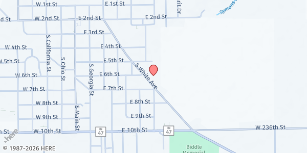 Map showing Faith Apostolic Church at 603 South White Avenue, Sheridan, IN