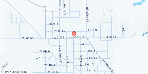 Map showing Mama's Cupboard, Inc at 101 East 2nd Street, Sheridan, IN