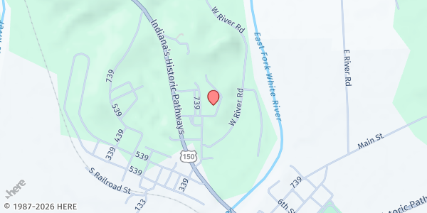 Map showing Shoals Fellowship Church at 122 Miller St, Shoals, IN