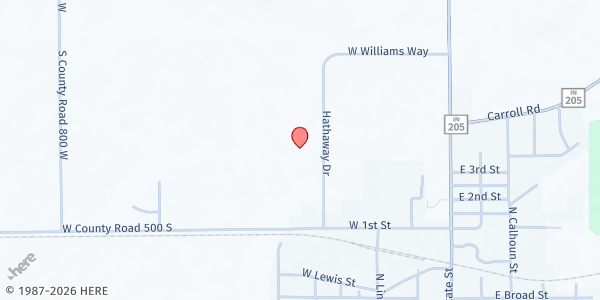 Map showing Community Harvest Farm Wagon Mobile Pantry at 709 N. Hathaway Dr., South Whitley, IN