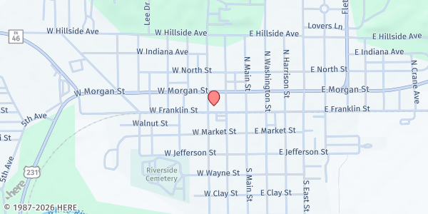 Map showing Spencer UMC Mark of Discipleship Food Pantry at 95 W. Franklin St., Spencer, IN