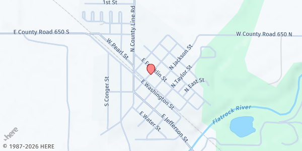 Map showing Gleaners Mobile Pantry - St. Paul at 106 N. Webster St., St Paul, IN