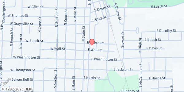 Map showing Sullivan First Christian Church Mobile Pantry at 105 N Broad St, Sullivan, IN