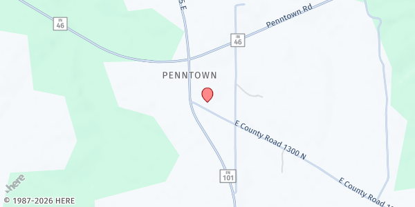 Map showing Sunman Food Pantry at 8917 E E County Rd 1300 N, Sunman, IN