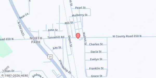 Map showing Taylorsville UMC at 1381 Tannehill Rd., Taylorsville, IN