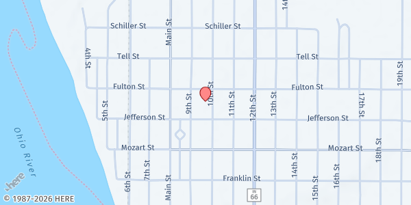 Map showing Widow's Barrel at 821 10th St, Tell City, IN