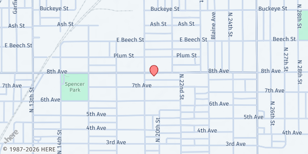 Map showing Billy Henry Ministries, Inc. at 1901 8th Av, Terre Haute, IN