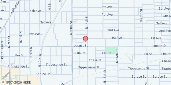 Map showing Fishes & Loaves Soup Kitchen at 1356 Locust St., Terre Haute, IN