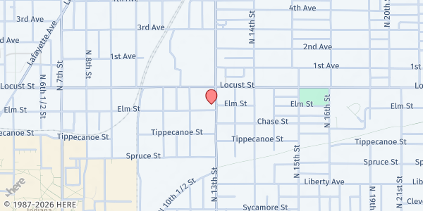 Map showing Foursquare Gospel Church at 800 N. 13th St., Terre Haute, IN