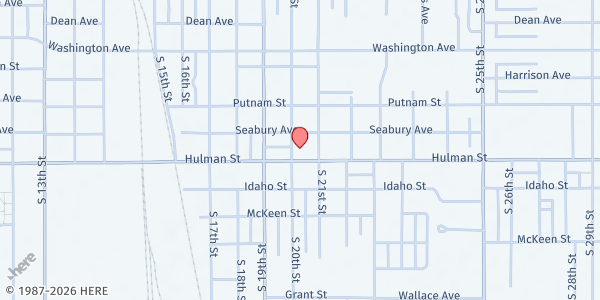 Map showing Free Life Community Church at 1620 S. 20th St., Terre Haute, IN