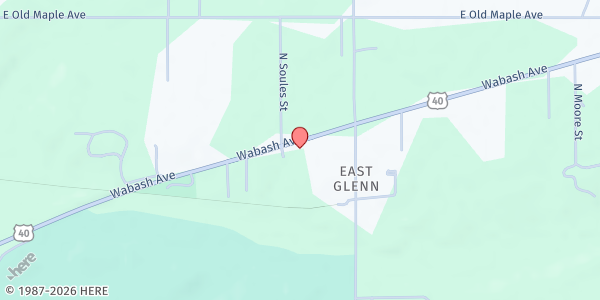 Map showing New Life Fellowship at 7849 Wabash Ave., Terre Haute, IN