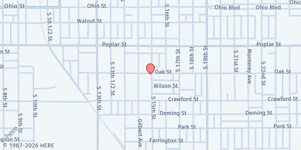 Map showing Pathways Day Center at 504 S. 15th St., Terre Haute, IN