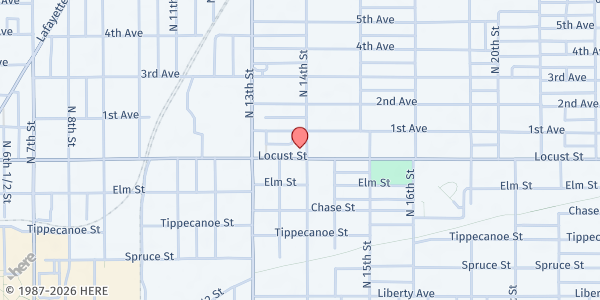 Map showing Ryves Youth Center at 1356 Locust St, Terre Haute, IN