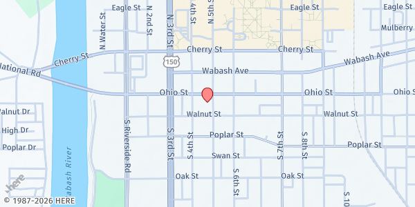 Map showing St. Joseph University Parish Food Pantry at 113 S. 5th St., Terre Haute, IN