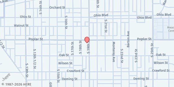 Map showing St. Patrick Parish at 1807 Poplar St., Terre Haute, IN