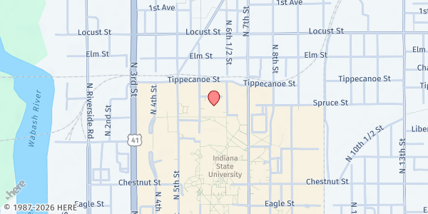 Map showing Sycamore Pantry at 601 North 6th Street, Terre Haute, IN