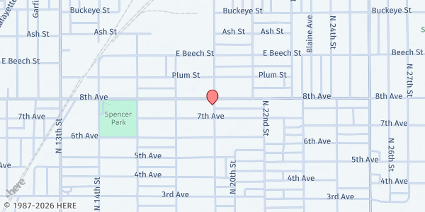 Map showing The Bridge Church at 1520 N. 19th St., Terre Haute, IN