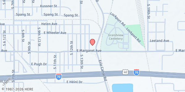 Map showing The Life Center at 2955 Erie Canal Road, Terre Haute, IN