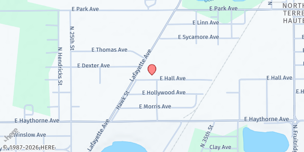 Map showing Valley Church at 2944 E. Hall Ave., Terre Haute, IN