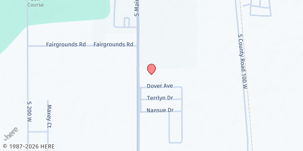 Map showing Emanuel Lutheran Church at 1385 S. Main St., Tipton, IN