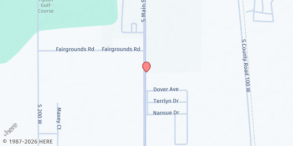 Map showing Food Finders Mobile- Tipton County Fairgrounds at 1200 S. Main Street, Tipton, IN