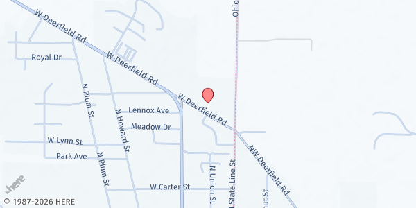 Map showing Community Help Center at 180 W. Deerfield Rd., Union City, IN