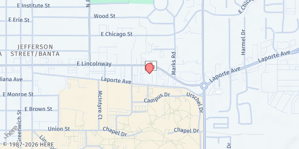 Map showing Café Manna - St Teresa of Avila at 1604 East Lincolnway, Valparaiso, IN