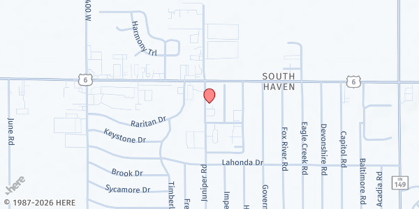 Map showing Helping Hands Food Pantry at 793-4 Juniper Rd., Valparaiso, IN