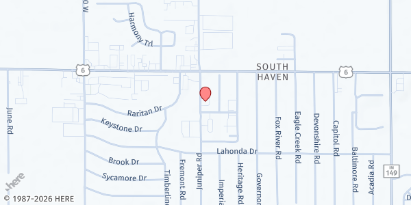 Map showing The Church of Jesus Christ at 791 Juniper Road, Valparaiso, IN