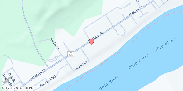 Map showing Incompass Health Care Food Pantry at 1037 W. Main, Vevay, IN