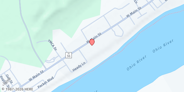 Map showing INcompass Healthcare Food Pantry at 1037 W. Main St., Vevay, IN