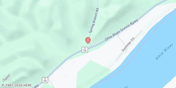 Map showing RiverView Southern Baptist Church at 1341 Spring Branch Rd., Vevay, IN