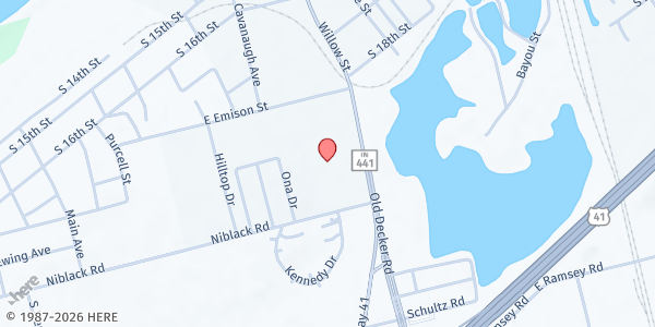 Map showing Helping His Hands Disaster Response, Inc. at 2011 Willow St Ste B, Vincennes, IN