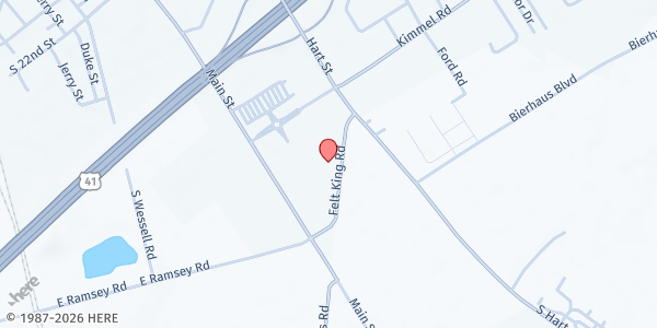 Map showing Jamestown Square Mobile Pantry at 360 Felt King Rd., Vincennes, IN