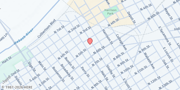 Map showing St. John's United Church of Christ - Sandy's Pantry at 606 N. 5th St., Vincennes, IN