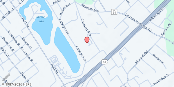 Map showing Young Mens' Christian Association at 2009 Prospect Av, Vincennes, IN