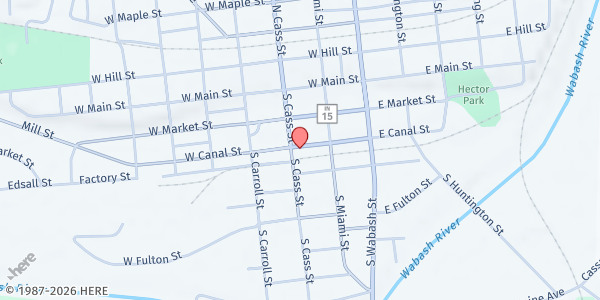 Map showing F.I.S.H Food Bank at 123 W Canal St, Wabash, IN