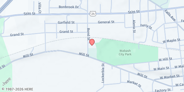 Map showing Living Well in Wabash County at 239 Bond St, Wabash, IN