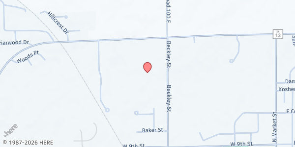 Map showing Tailgate at Bachelor Creek Church of Christ at 1306 Beckley St, Wabash, IN