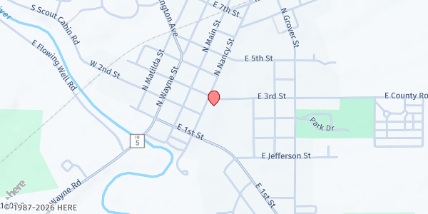 Map showing Knight Bergman Center - Bread of Life Food Pantry at 132 N. Nancy St., Warren, IN