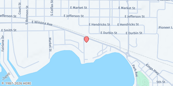 Map showing Our Father's House Food Pantry at 2114 E. Winona Ave., Warsaw, IN