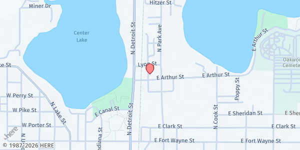 Map showing The Salvation Army - Warsaw at 501 E. Arthur St., Warsaw, IN