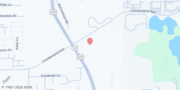 Map showing Connection Point Church at 2541 Cumberland Avenue, West Lafayette, IN