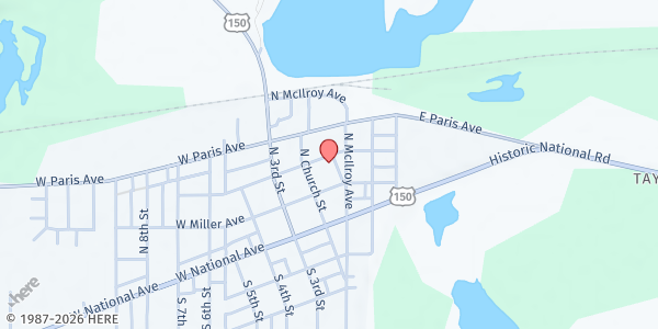 Map showing West Vigo Community Center at 127 W. Johnson Ave., West Terre Haute, IN