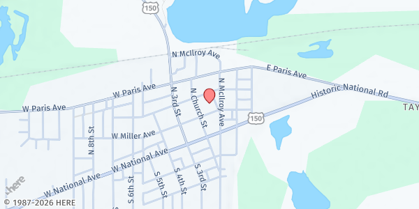 Map showing West Vigo Community Center at 108 W Miller Ave, West Terre Haute, IN