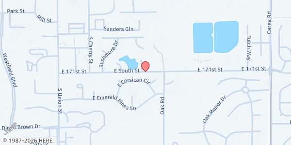 Map showing New Covenant United Methodist Church - Food Distribution Center at 1965 South Broad Street, Westfield, IN