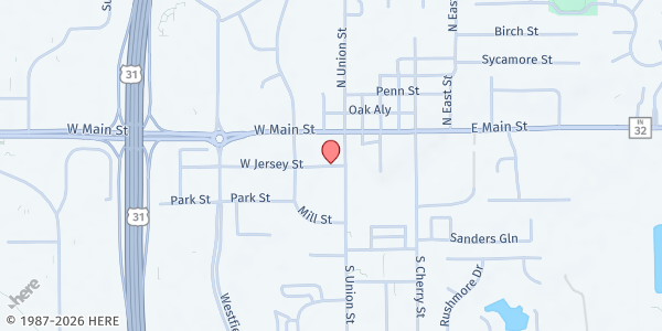 Map showing Open Door of Washington at 110 Jersey Street, Westfield, IN