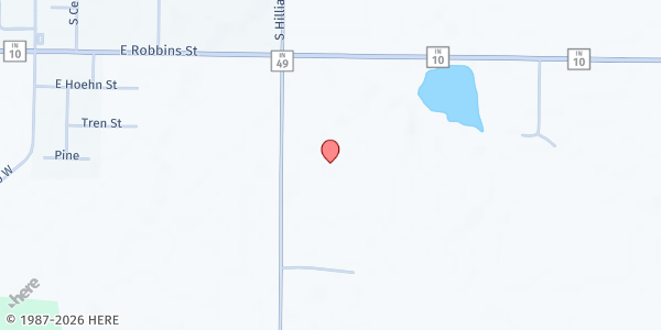 Map showing Food Finders Mobile- Wheatfield Pentecostal Church of God at 11787 IN49, Wheatfield, IN