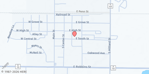 Map showing Sorrowful Mother Parish at 165 S. Grace St, Wheatfield, IN